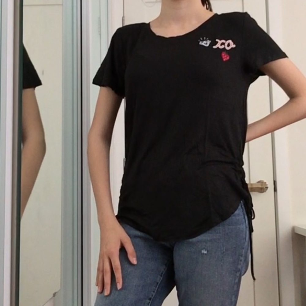 Black Short Sleeve Patch Tee Hollister Tie Ups